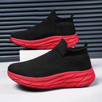 Fashion Shoes for Men Designer Sock Shoe Tenis Socks Sneakers Breathable Non-slip Thick Soled Zapatillas Male Light Luxury Shoes 36 raudona
