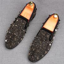 Fashion Fashion Men's Gold Charm Rhinestones Rock Punk Casual Shoes Flats  Male Homecoming Wedding Dress Footwear Zapatillas Hombre 38 auksas