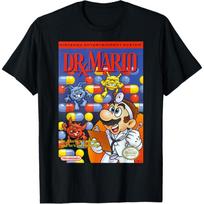 Super Mario Dr Mario Retro NES Game Cover Poster T-Shirt S juoda