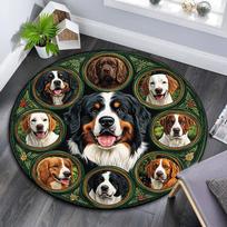 Bernese Mountain Dog Round Area Rug,Carpet Rug for Living Room Bedroom Sofa Playroom Decor,Non-slip Floor Mat 80cmx80cm