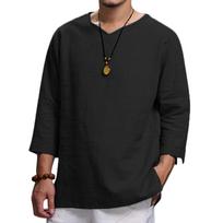 Men's Baggy Cotton Linen Color Short Sleeve Hooded T Shirts Tops Blouse XXXL juoda