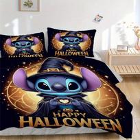 3pcs Happy Halloween Stitch Bedding Set, Including 1 Quilt Cover and 2 Pillow Shams, Without Filling, Soft and Comfortable Home Bedroom B044 135x200cm