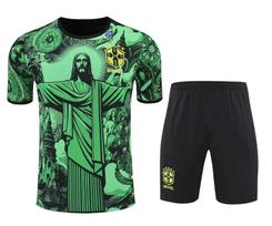Brazil Training Jersey: 2526 Pre-Match Short Sleeve Football Uniform Set for Adults. S