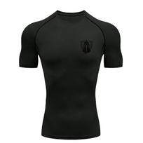 Men's Sports T Shirt Training Fitness Gym Jogging Running Workout Compression Shirt Black Knight Design S