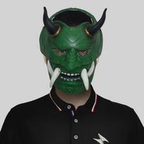 Stunning Latex Red Hannya Demon King Mask For Spooky Halloween Decorations žalia