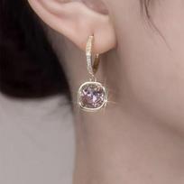 French Elegant Purple Square Ear Studs: High-End Retro Design, Versatile & Stylish Jewelry.