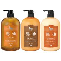 Horse oil and body soap pump bottle set Azuma Shoji Tabibijin Horse Oil Series shampoo, conditioner, / 3-piece /