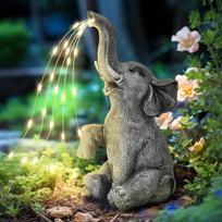 Solar Garden Decor Watering Elephant Statues Outdoor,Birthday Gifts for Women Mom Grandma Senior Elder,Elephant Ornament for Balcony,Garden,Patio,Yard f