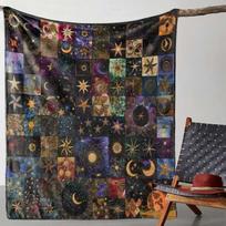 Manta polar de franela de estilo Vintage con estampado de Luna y estrella, suave y acogedora, para sofá cama, coche, oficina 75cmx90cm