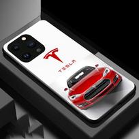 Car Mobile Phone Case For iPhone 17 16e 16 15 14 13 12 mini Pro Max X XR XSMAX Air Plus Glass Protection Cover For Tesla for iPhone 14Pro