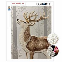 Majestic Deer Pearl Kit 5D DIY Round Rhinestone Art Craft for Adults Home Wall Decoration Beginner Friendly Frameless Design 30x40cm