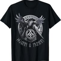 Odin's Varnos Huginn & Muninn Vegvisir Marškinėliai Vikingų Mitas Marškinėliai S įvairiaspalvis