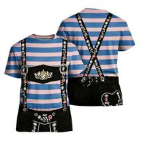 Men's Oktoberfest Vintage Texture Print Short Sleeve T Shirt Loose Fit Casual Summer Daily Wear Top Lightweight Breathable Fabric L mėlyna