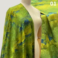 Chinese Retro Landscape Painting Fabric High-end Printing Silk Like Brocade Fabric For Diy Cheongsam Hanfu Dress Patchwork 50cmX150cm