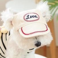 Cute Letter Embroidery Dog Sun Hat with Ear Holes Adjustable Strap Beach Visor Hat Dog Sunscreen Hat Beach Outing