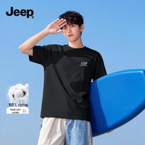 JEEP Men's Heavyweight Pure Cotton Short Sleeve Graphic T-Shirt XL juoda