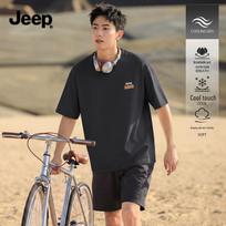 JEEP Men's Ice Silk Short Sleeve T-Shirt 5XL tamsiai pilka spalva