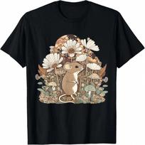 Cute Cottagecore Floral Mouse Aesthetic S unisex Graphic T-Shirt S įvairiaspalvis