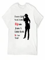 Every Girl Needs A Little Rip In Her Jeans A Little Beth In Her Soul T-Shirt Short Sleeve Tee Designer Shirts Clothing For unisex S įvairiaspalvis