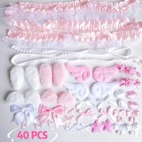 40Pcs/Set Ear Handmade Material Pack Pain Bag Pink Colorful Material Pack Set Card Cover Decoration DIY rožinė