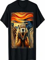 Scream Groundhog Shirt _ Artistic Groundhog Day T-Shirt S įvairiaspalvis