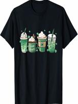 St Patrick's Day Coffee Lover Lucky Latte Irish Shamrock T-Shirt S įvairiaspalvis