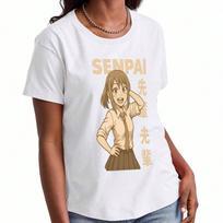Senpai Anime Girl unisex's Cotton T Shirt, Premium Cotton Graphic, Durable, Casual Fashion. Featuring Japanese Manga Style Art, Comfortable And Stylis S įvairiaspalvis