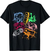 Video game Console Controller Retro 80s 90s Gamers Gift Unisexs and Womens Tshirts  stylish casual fun patterned shirts S