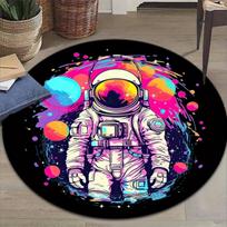 Round Astronaut Space Rug Sci Fi Decor Living Room Bedroom Soft Flannel Carpet Unique Design Floor Mat Home Decoration 60cm x 60cm