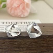 European-American S925 Sterling Silver Mobius Stud Earrings: Simple, Electroplated, Stylish Women's Fashion Accessory S925 Silver
