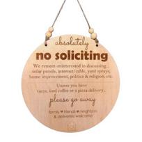 Funny No Soliciting Sign for House Front Door Please Do Not Knock or Ring Doorbell Wooden Hanging Sign for Office Home Decor