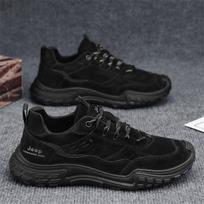 Men Shoes Leather Cowboy Leather Breathable Sneaker Casual Dermis Outdoor Walking Sport Shoes Sneakers Shoes for Men 39 juoda