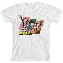 My Hero Academia Uraraka Deku & Bakugo Crew Neck Short Sleeve Boys' White T-Shirt S balta
