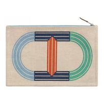 Hermes Maillon Marin Printed Pattern Metal Palladium Coated Cotton Canvas And Calfskin Clutch Bag Women clutch Ocean Brick Water H103897M02 Ocean Multicolor Terrazzo Tiles