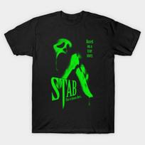 Men Black Print T-shirt Scream Stab Movie No-Cut Transfer Paper Print Cotton Tshirt 4XL juoda