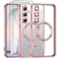 Case for Samsung Galaxy S26, Protection with Pink Magnetic Circle Border - 2 Tempered Glasses rožinė
