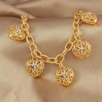 Cross Women's Light Luxury 24k Gold-Plated Heart-Shaped Bracelet - Trendy Oil Painting Design