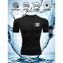 Men's Compression Shirt Quick Dry Black Gym T-Shirt Minimal Logo Print Workout Sportswear Multi-Color Minimal Logo Print S