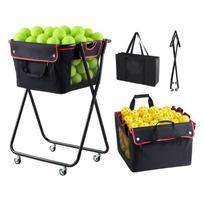 Tennis Ball Hopper, Holds 175 Tennis Balls or 290 Pickleballs, Foldable Pickleball Basket Cart with Wheels for Easy Pick Up, Portable Baseball Cart