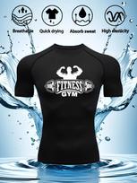 Men's White Fitness Gym Muscle Print Compression T-Shirt, Quick Dry Breathable Workout Top XXL juoda