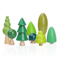 Mediniai miško medžio konstravimo kaladėlės Montessori imitacija žalias medis žaislas vaikų kambario dekoravimas stalo baldai vaikų dovana