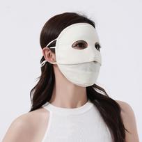 New Breathable Ice Silk Mask Solid Color Elastic Full Face Mask Anti-UV Traceless Sunscreen Mask Women smėlis