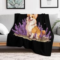 1PC Purple Lavender Corgi Throw Thin Blanket Printed Gifts for Couch Home for Lion Horse Owl Dogs Animals Lovers all season use 75cmx90cm