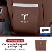 Car Garbage Bag Led Light Magnetic Adsorption Seat Back Hanging Storage Bag Trash can For Tesla Model 3 Model Y Model S Model X ruda