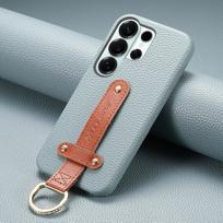 Wrist Strap Phone Case for Samsung Galaxy S26 S25 S24 Ultra S22 Plus S23 S21 FE A57 A37 A17 A07 A56 A36 A26 A16 Leather Cover Galaxy S26 mėlyna