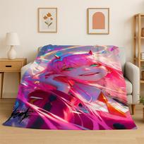 Cartoon Zero Two Sexy Girl DARLING in FRANXX  Flannel Blanket Soft Warm Throw Blanket for Bedroom Living Room Bed Travel Picnic 75x90cm