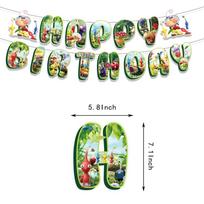 Pikmin-4 Birthday Banner Set Flags 18pcs Balloons 12pcs Inserts 1 Large Insert Banner