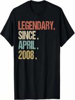 11th Birthday Gift Legendary Since April 2008 Shirt Retro T-Shirt S įvairiaspalvis