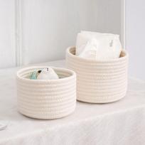 Nordic Style Cotton Rope Storage Basket Cosmetics Basket Desktop Organizer  Home Office Supplies L-white 1pc