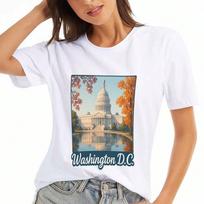 Washington D.C. Landmark unisex's Cotton T Shirt, Premium Cotton Graphic Print, Durable, Casual And Fashionable, US Capital Building Image, Architectu S įvairiaspalvis